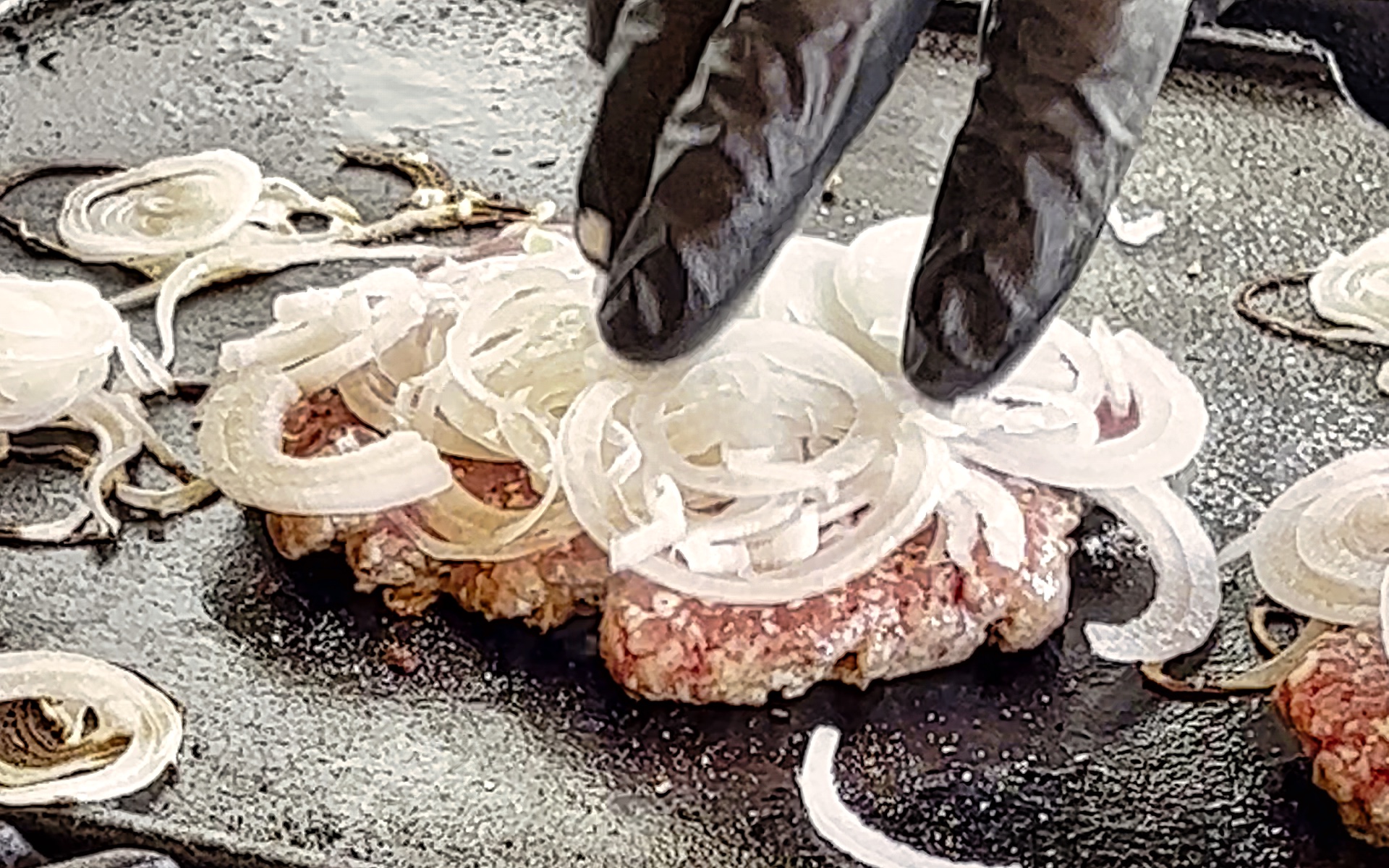 Smashed Patty mit Zwiebel